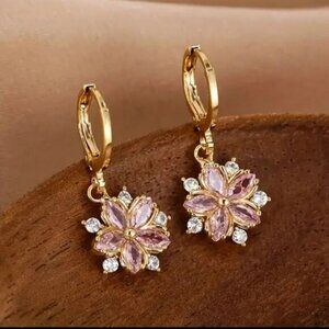 Pink flower earrings